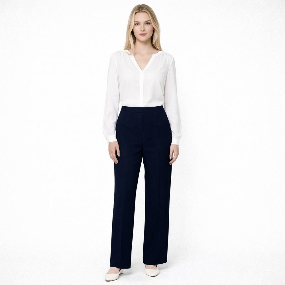 2/$30 Talbots Heritage Hight Rise Side Zip Trouser Black 8 #A1693